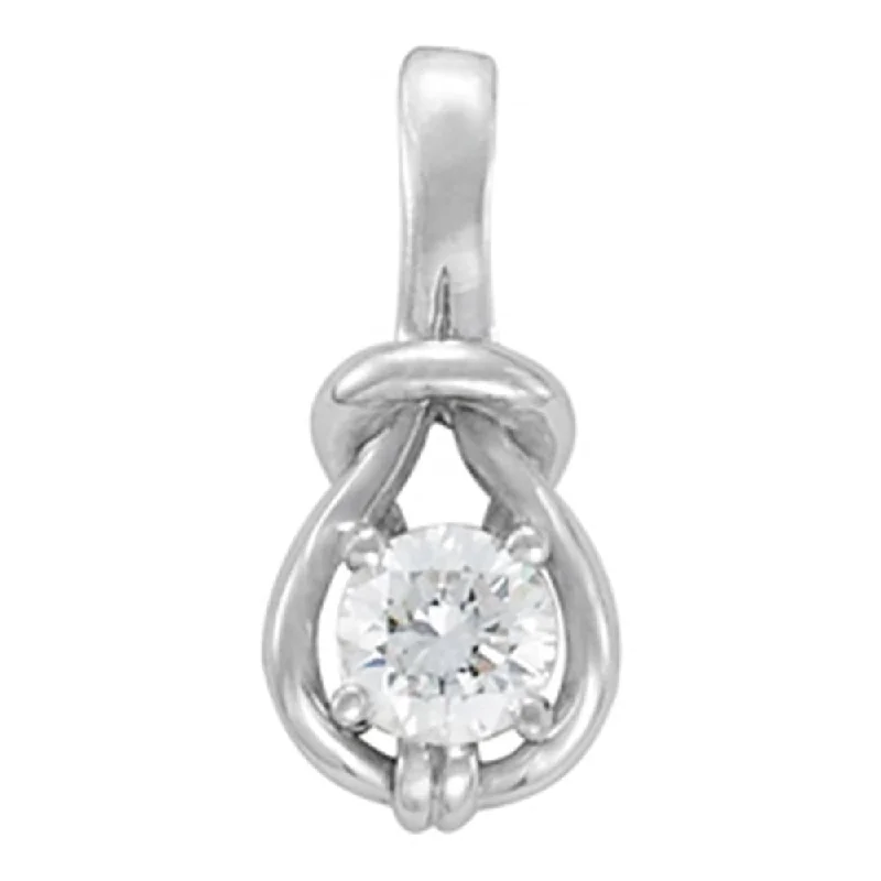 Dual birthstone necklaces-1/2ct Love Knot Round Solitaire Diamond Pendant