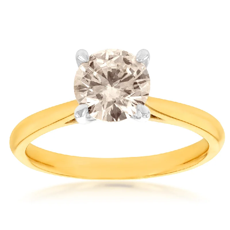 Thin wing rings-9ct Yellow Gold Solitaire Ring With 1 Carat Australian Diamond