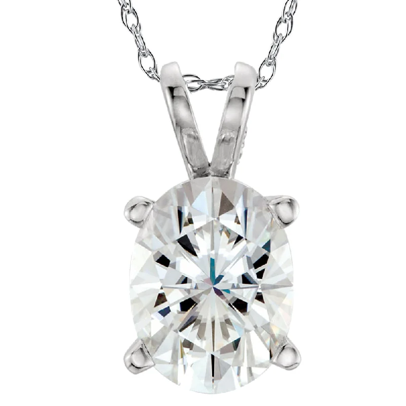 Aged medallion necklaces-1 Ct Oval Diamond Solitaire Pendant 14k White Gold