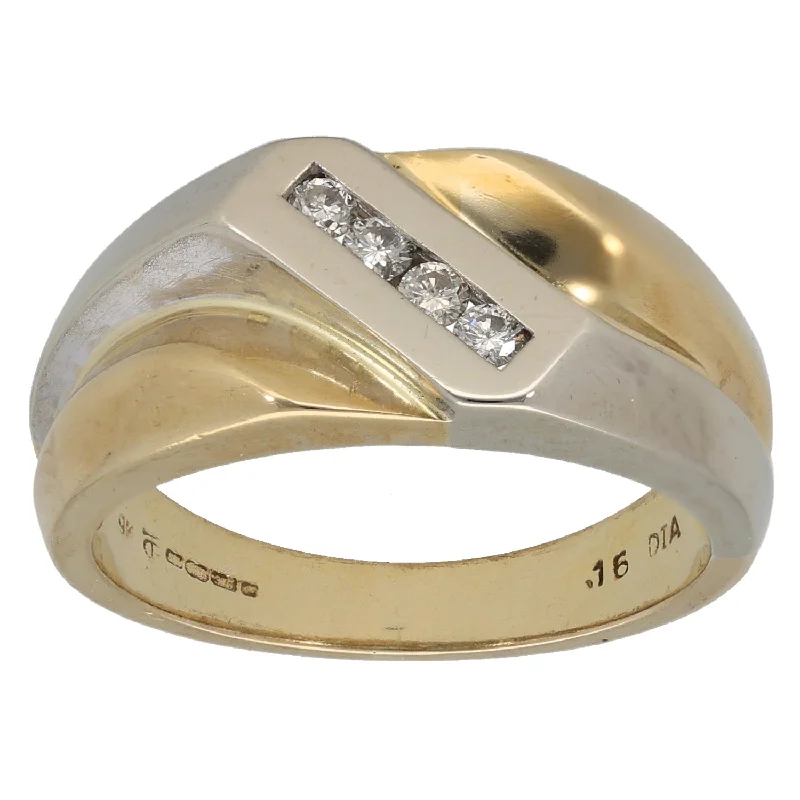 Wave style rings-9ct Bi-Colour Gold 0.16ct Diamond Alternative Ring Size R