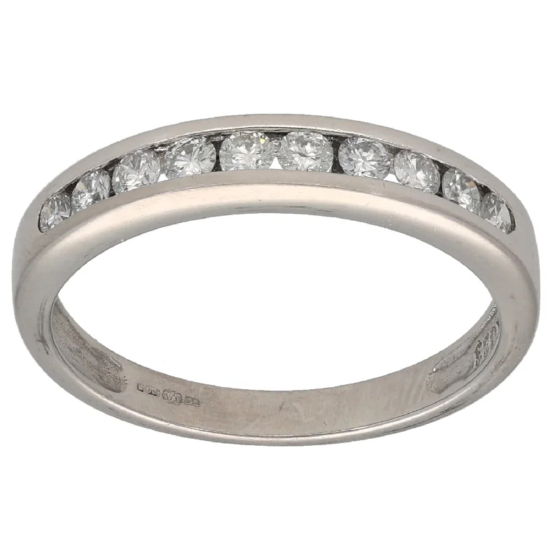 Clear modern rings-18ct White Gold 0.33ct Diamond Half Eternity Ring Size L