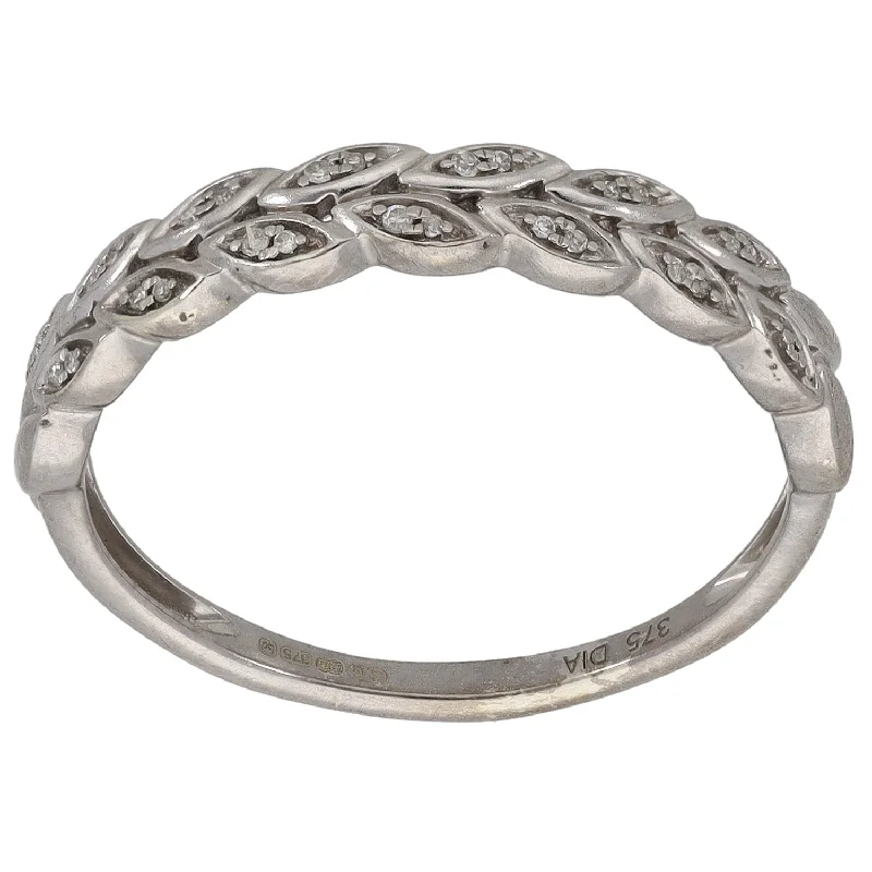 Bare frame rings-9ct White Gold 0.12ct Diamond Half Eternity Ring Size O