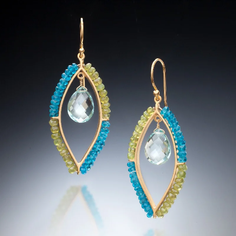 Gloss finish earrings-Gemstone Marquis Earrings (gold)