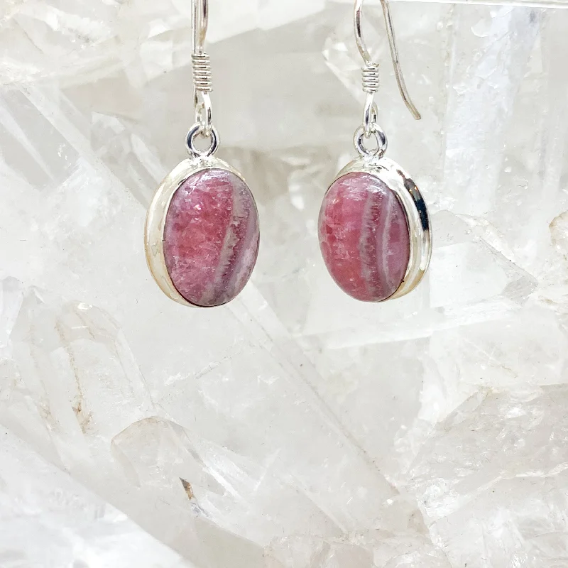 Fine heart earrings-Rhodochrosite Sterling Silver Earrings $65