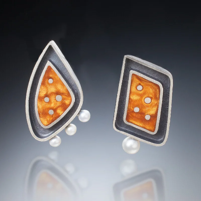 Fused metal earrings-Framed Geometric Earrings