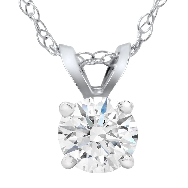 Nine-strand necklaces-5/8ct Lab Grown Diamond Round Solitaire Pendant 14K White Gold