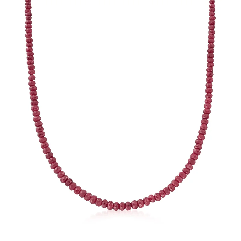 Secure clasp necklaces-Ross-Simons Ruby Bead Necklace With Sterling Silver