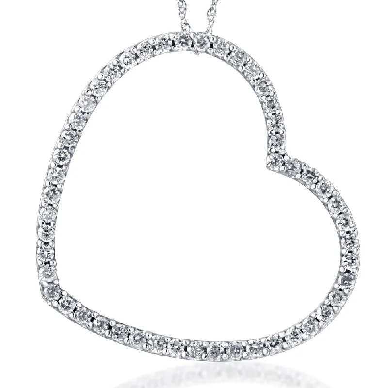 Tie-style necklaces-2ct Heart Shaped HUGE Diamond Pendant Necklace 10k White Gold