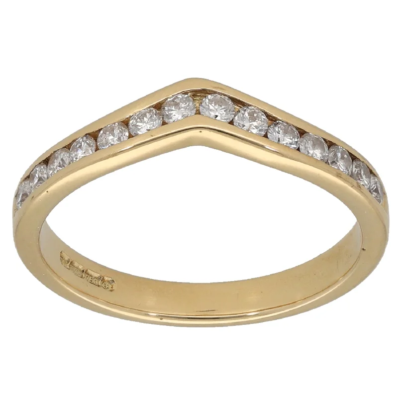 Surf inlay rings-18ct Gold 0.28ct Diamond Wishbone Ring Size M