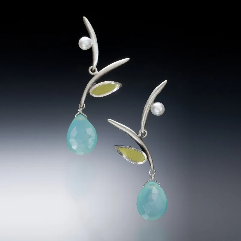 Curved drop earrings-Twig Earrings (blue)