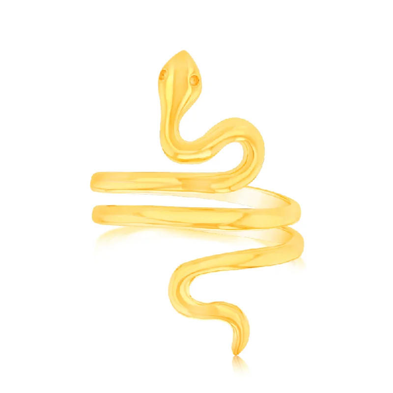 Love charm rings-Sterling Silver Gold Plated Spiral Snake Ring