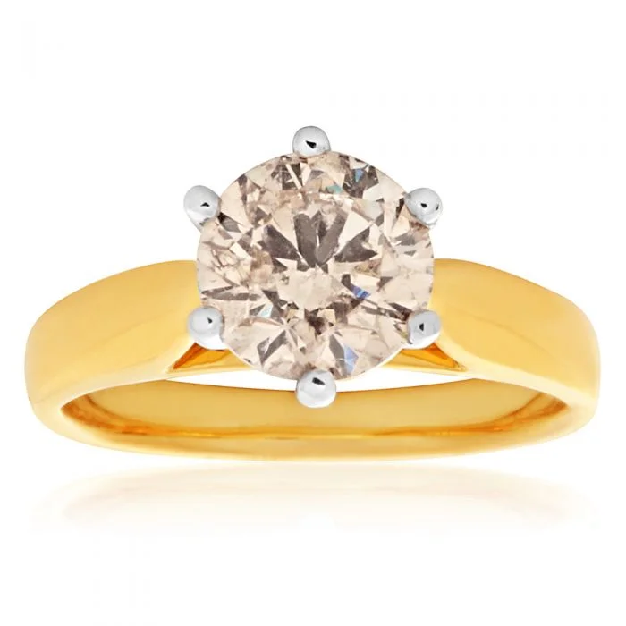 Oval gem rings-18ct Yellow Gold Solitaire Ring With 1.5 Carat Australian Diamond