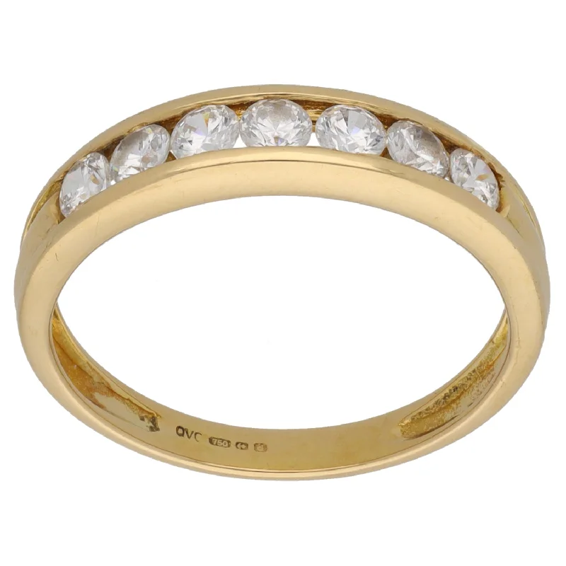 Smooth stone rings-18ct Gold Cubic Zirconia Half Eternity Ring Size S