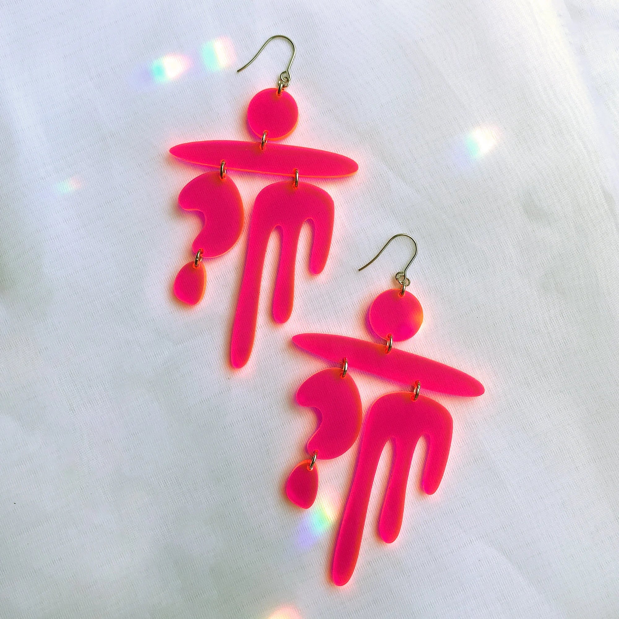 Soft clay earrings-Earrings- Playful Hot Pink