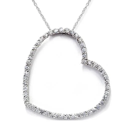 Aged medallion necklaces-SI 2ct Large Diamond Heart Pendant 14K White Gold