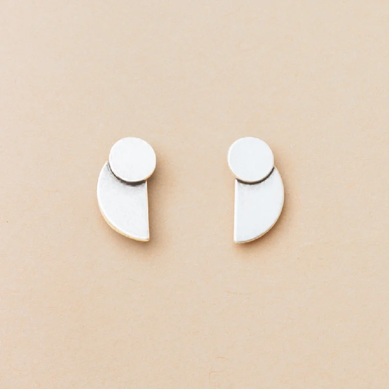 Thick tier earrings-Refined Earring Collection - Eclipse Stud/Sterling Silver