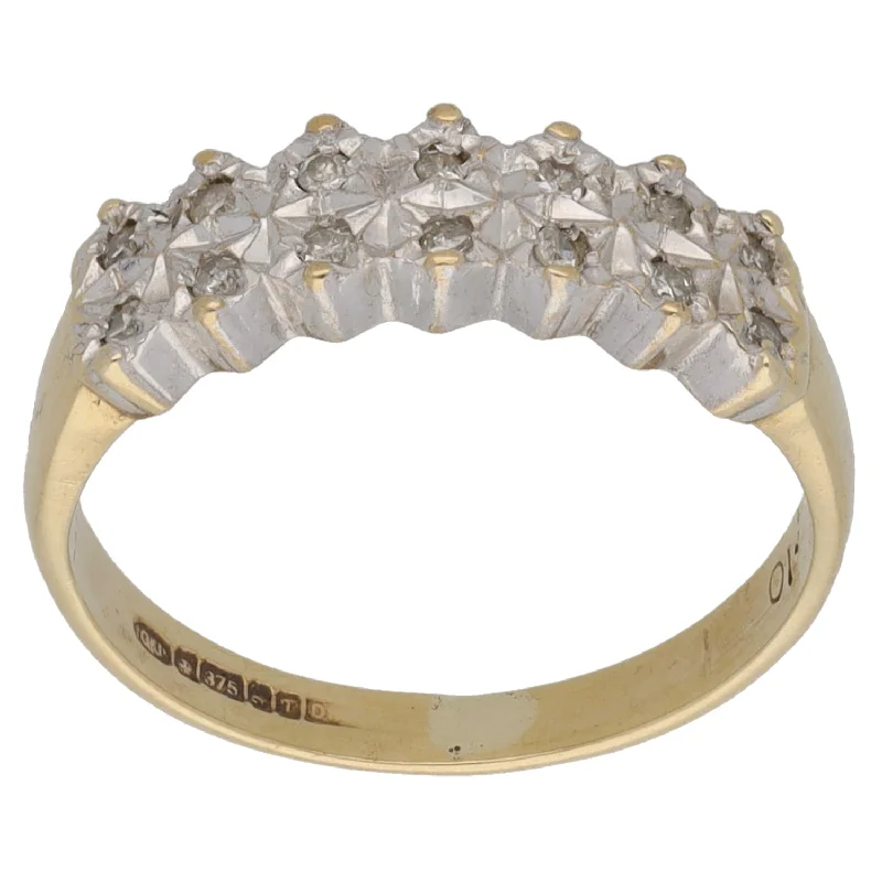 Thin wing rings-9ct Gold 0.10ct Diamond Half Eternity Ring Size K