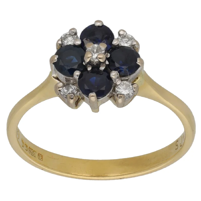 Old cameo rings-18ct Gold Sapphire & 0.10ct Diamond Dress/Cocktail Ring Size M