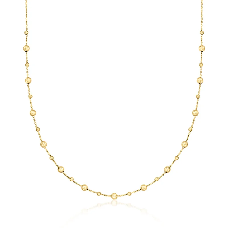 Art deco necklaces-Ross-Simons Italian 18kt Yellow Gold Bead Station Necklace