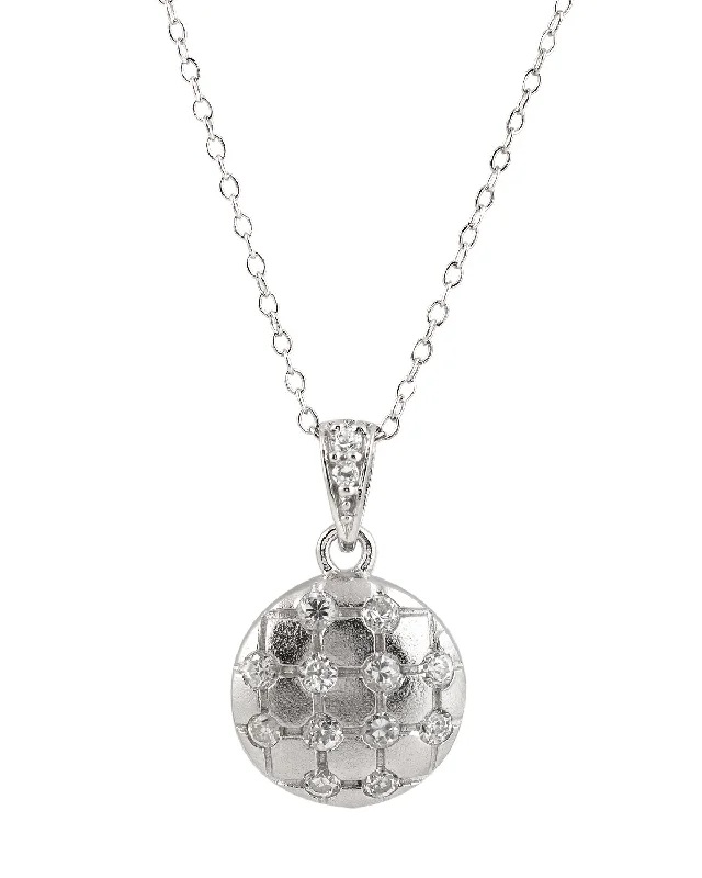 Gloss finish necklaces-Sterling Silver Cubic Zirconia Sphere Pendant