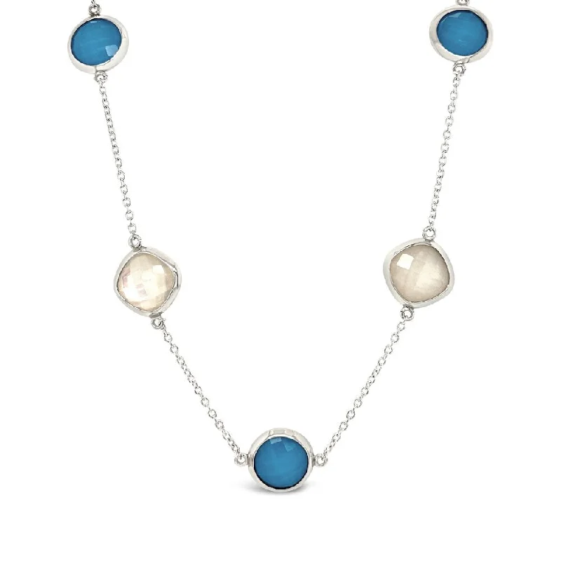 Wide bib necklaces-Turquoise and Pearl Necklace