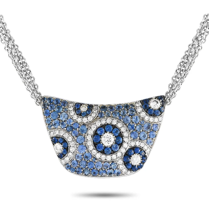 Fine beaded necklaces-Cellini 18K White Gold 1.32ct Diamond and Sapphire Necklace CE10-060724