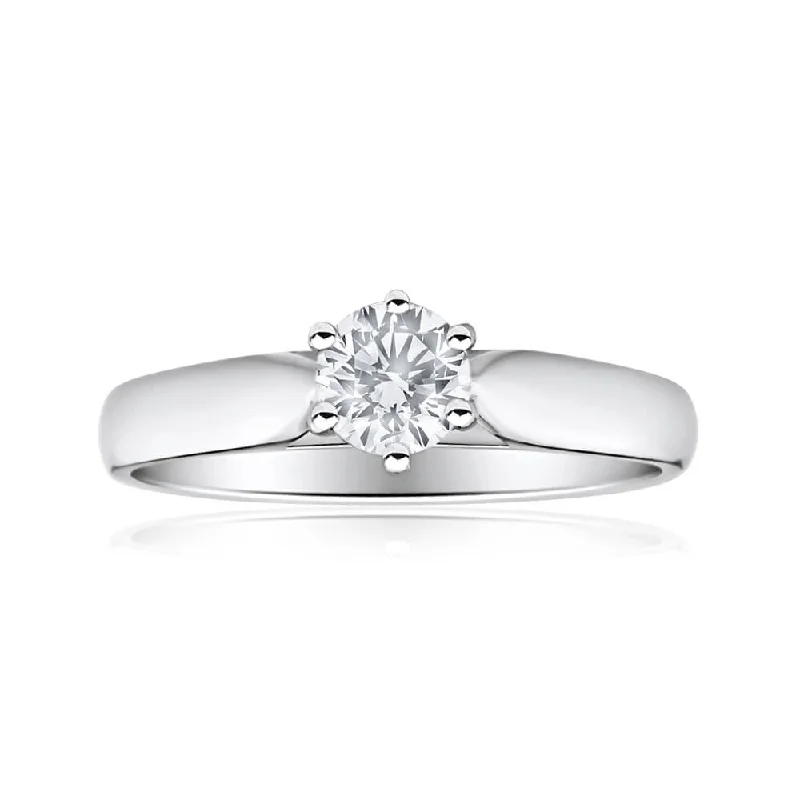 Fine band rings-9ct White Gold Solitaire Ring With 0.5 Carat Diamond