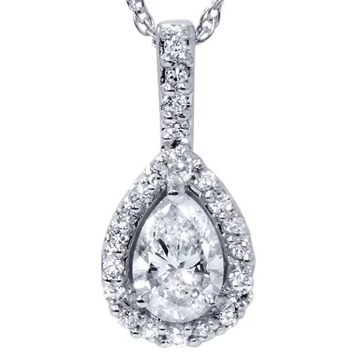 Guardian eye necklaces-3/8ct Fancy Pear Shaped 14k Solitaire Diamond Pendant