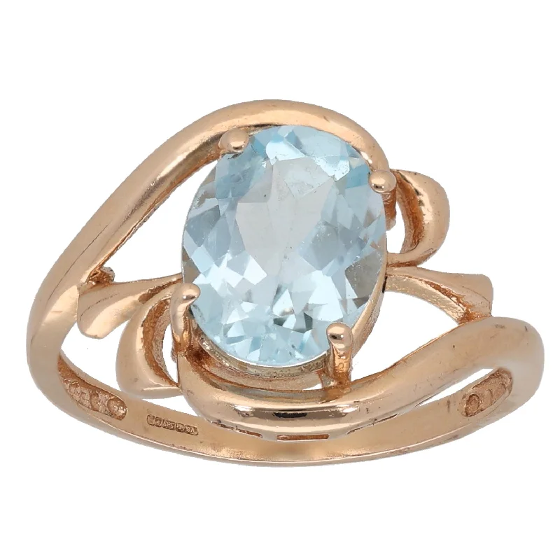 Pure star rings-14ct Rose Gold Topaz Single Stone Ring Size Q