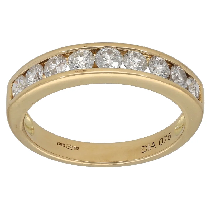 Fused metal rings-18ct Gold 0.75ct Diamond Half Eternity Ring Size M