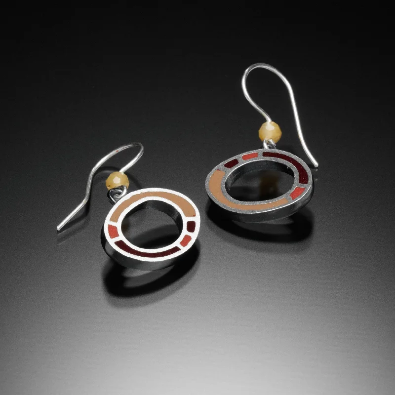 Gem weave earrings-Oval Earrings (red)