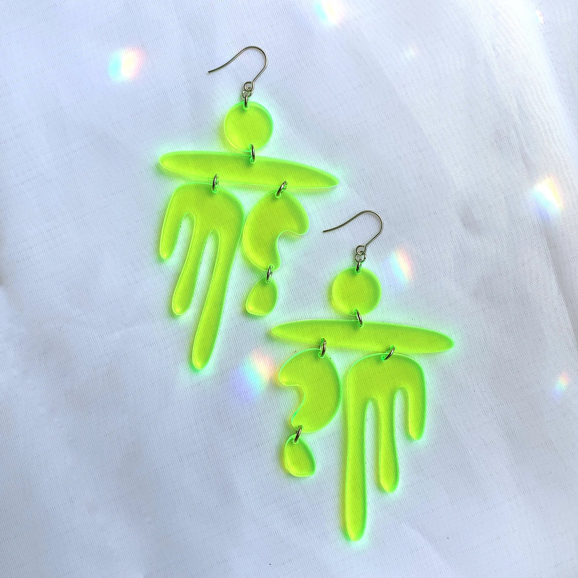 Vivid gem earrings-Earrings- Playful, Neon Green