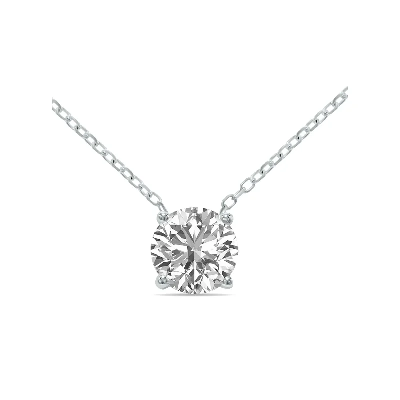 Flexible thread necklaces-1.5 Carat Solitaire Pendant In 14K W.gold Pdsl150