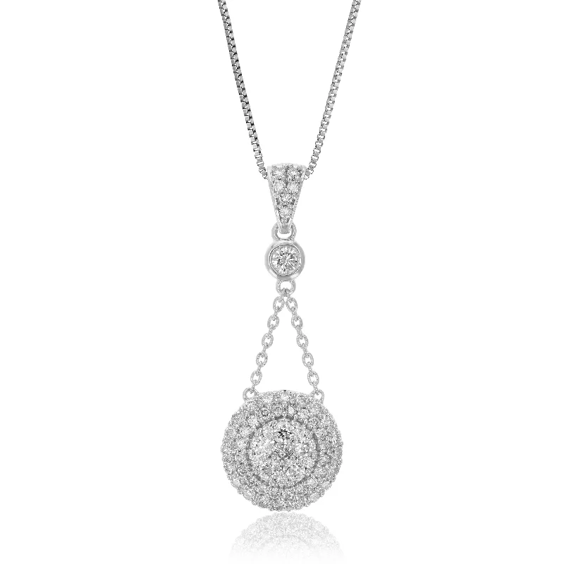 Spinel necklaces-3/4 cttw Lab Grown Diamond Pendant Necklace .925 Sterling Silver 2/5 Inch With 18 Inch Chain