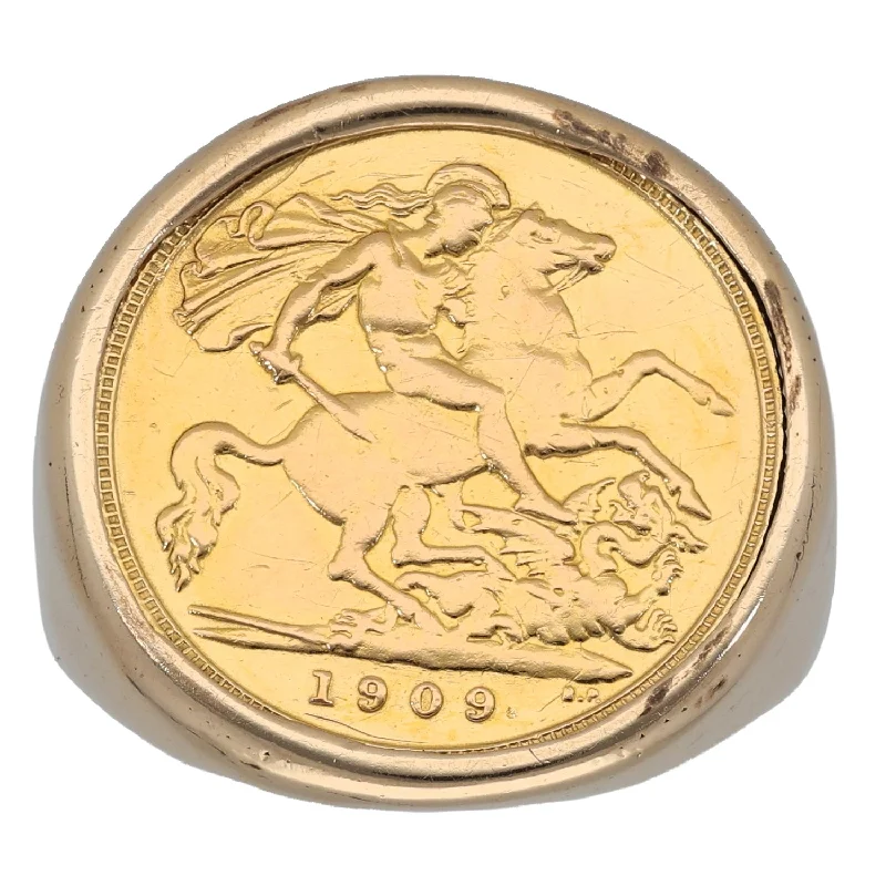 Smooth form rings-9ct Gold Coin Ring Size P