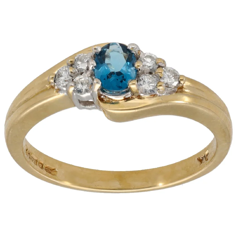 Bold druzy rings-9ct Gold Topaz & 0.18ct Diamond Dress/Cocktail Ring Size P