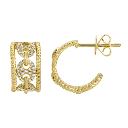 Fine triangle earrings-VAL ANCHOR LINK HOOP EARRINGS