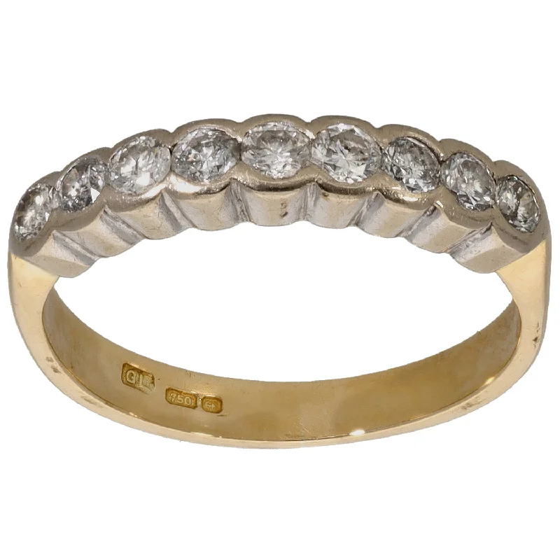 Large stone rings-18ct Gold 0.54ct Diamond Half Eternity Ring Size M