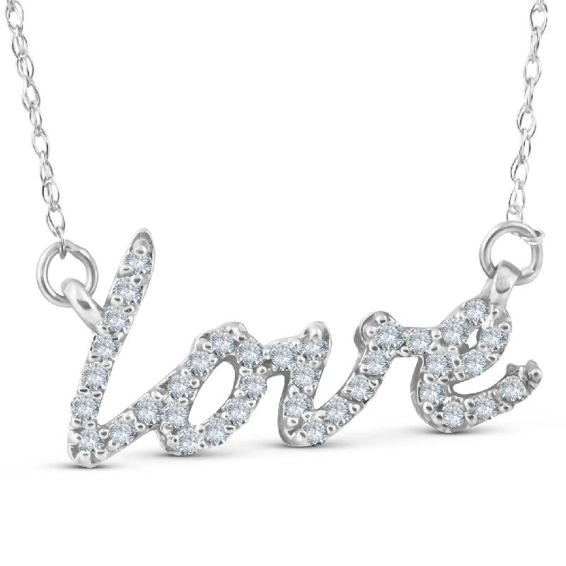 Wool thread necklaces-1/5ct Love Symbol Diamond Pendant 14K White Gold