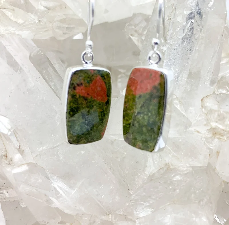 Nine-tier earrings-Unakite Sterling Silver Earrings $70