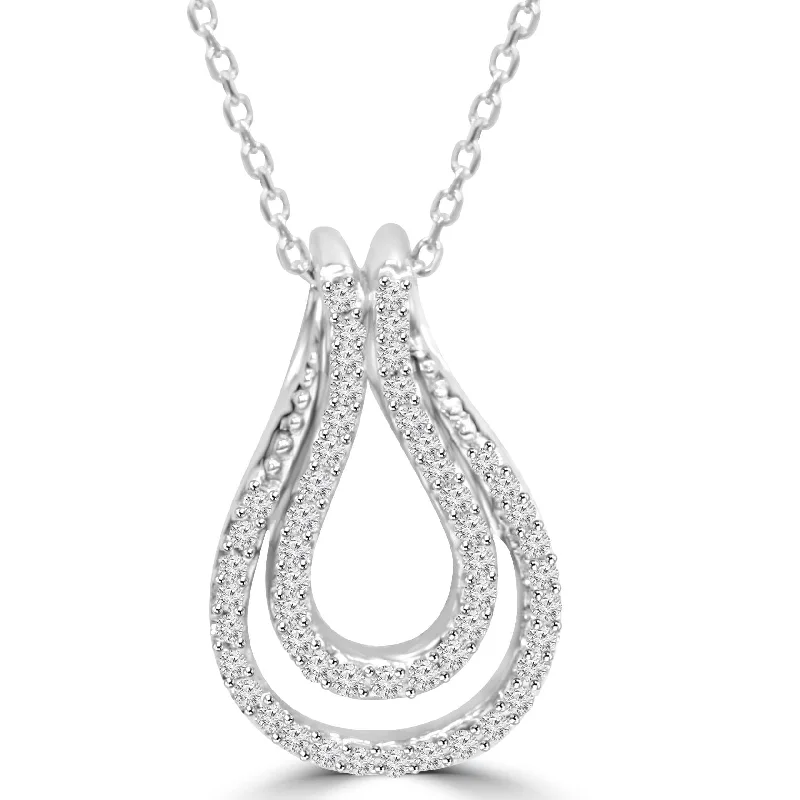 Wide bib necklaces-1/4Ct Diamond Everlong Knot Pendant 10K White Gold & 18" Chain