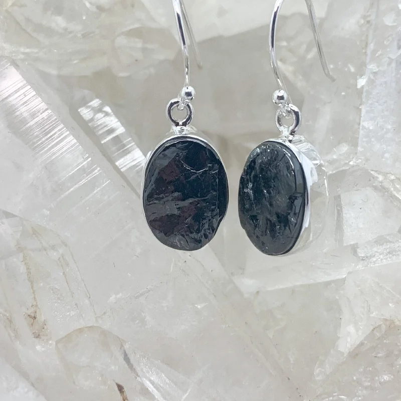 Fine texture earrings-Shungite Sterling Silver Earrings $95