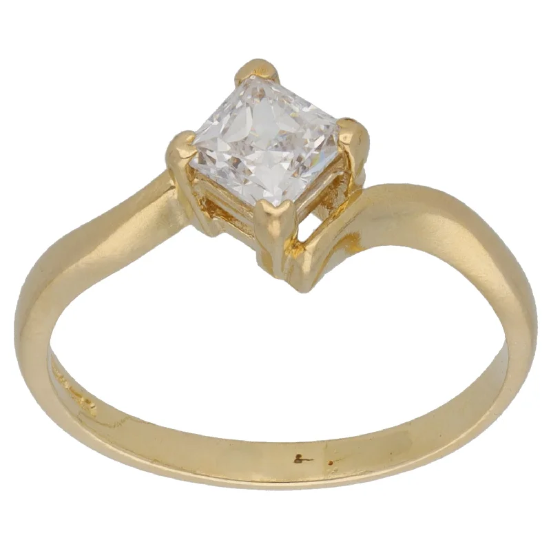 Large geometric rings-9ct Gold Cubic Zirconia Single Stone Ring Size P