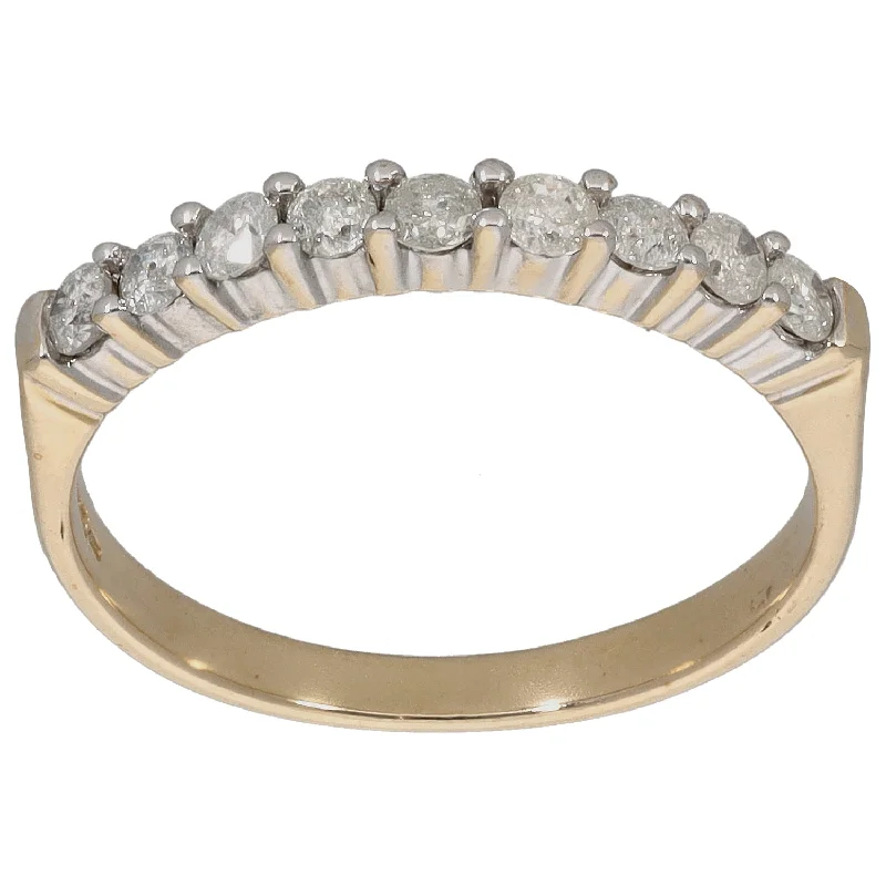 Fused metal rings-9ct Gold 0.27ct Diamond Half Eternity Ring Size P