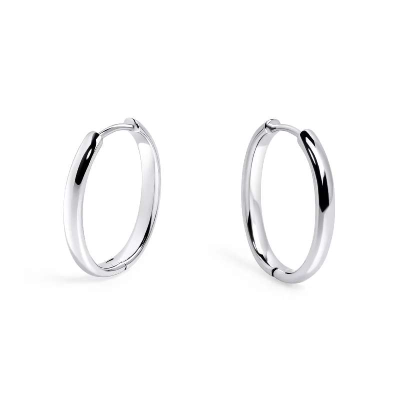 Smooth design earrings-Radius 23 mm Huggie Earrings