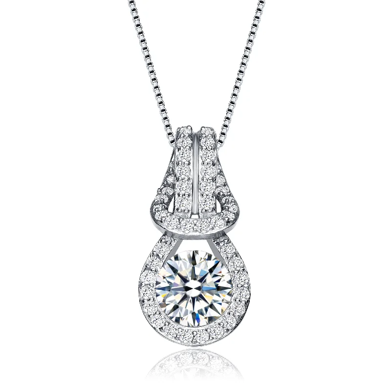 Mini bead necklaces-Gv Sterling Silver Cubic Zirconia Pendant Necklace