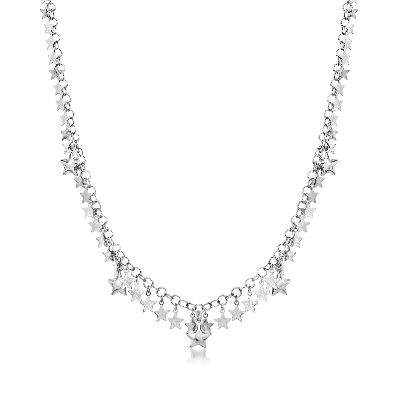 Sleek choker necklaces-Ross-Simons Italian Sterling Silver Star Drop Necklace