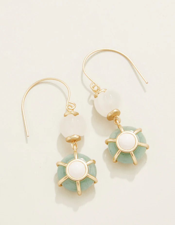 Wide ring earrings-Chechessee Earrings White/Jade