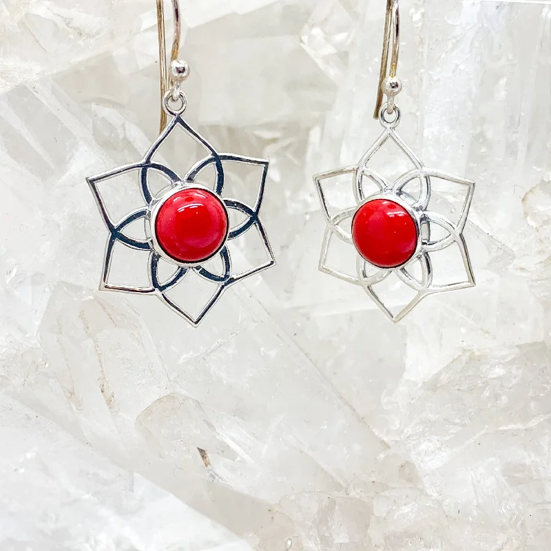 Loop knot earrings-Coral Sterling Silver Earrings $75