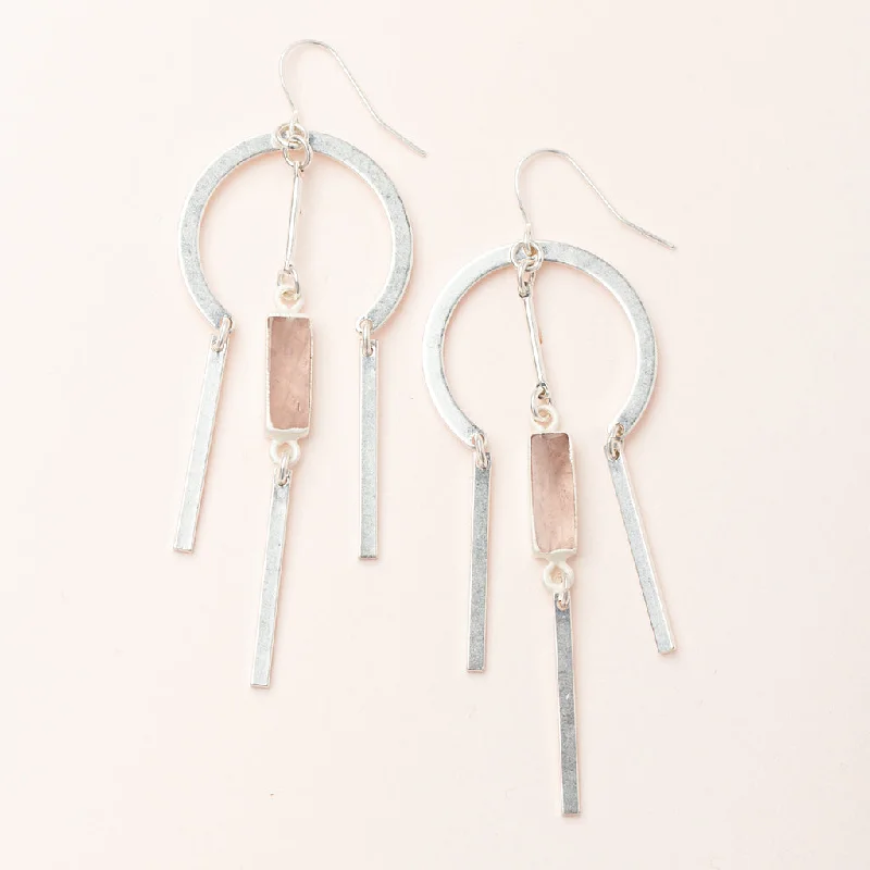 Maple wood earrings-Dream Stone Earring - Rose Quartz/Silver